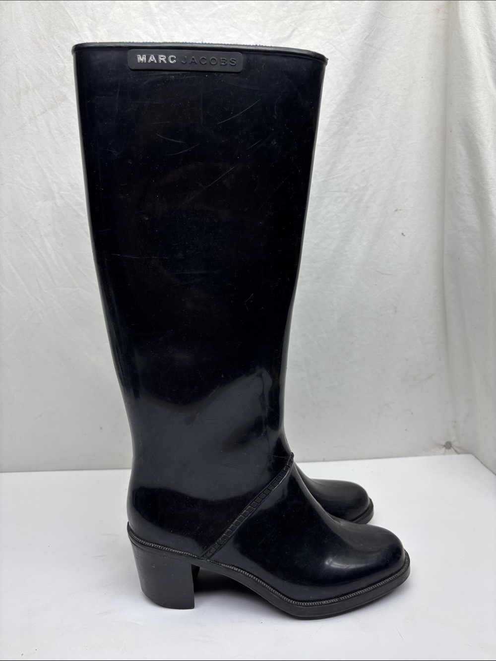 Marc Jacobs Classic Black Knee-High Rain Boots - Women's, SZ 6.5